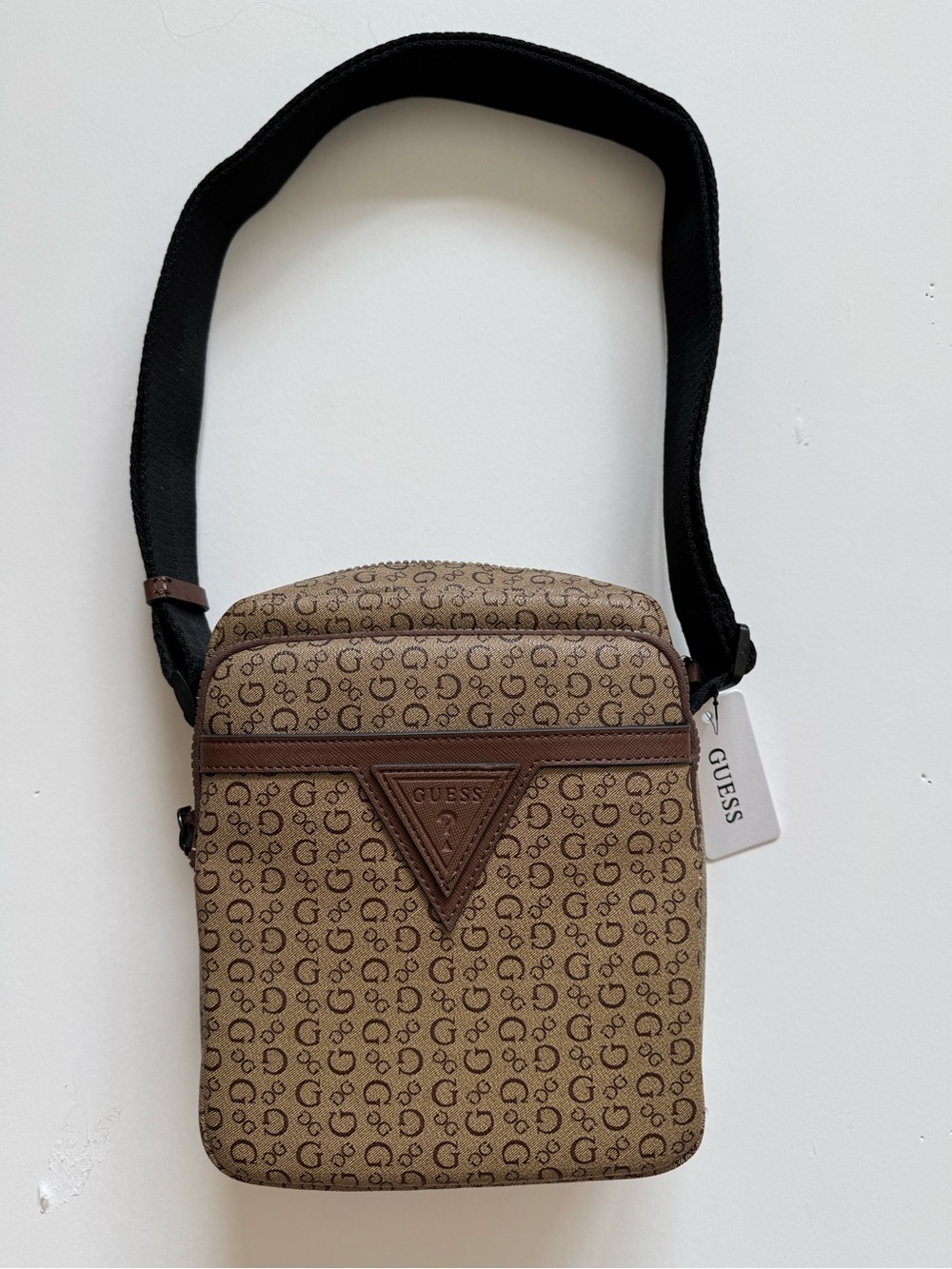 Guess Crossbody Bag NWT Brown Beige G Logo Monogram Mens Shoulder Messenger